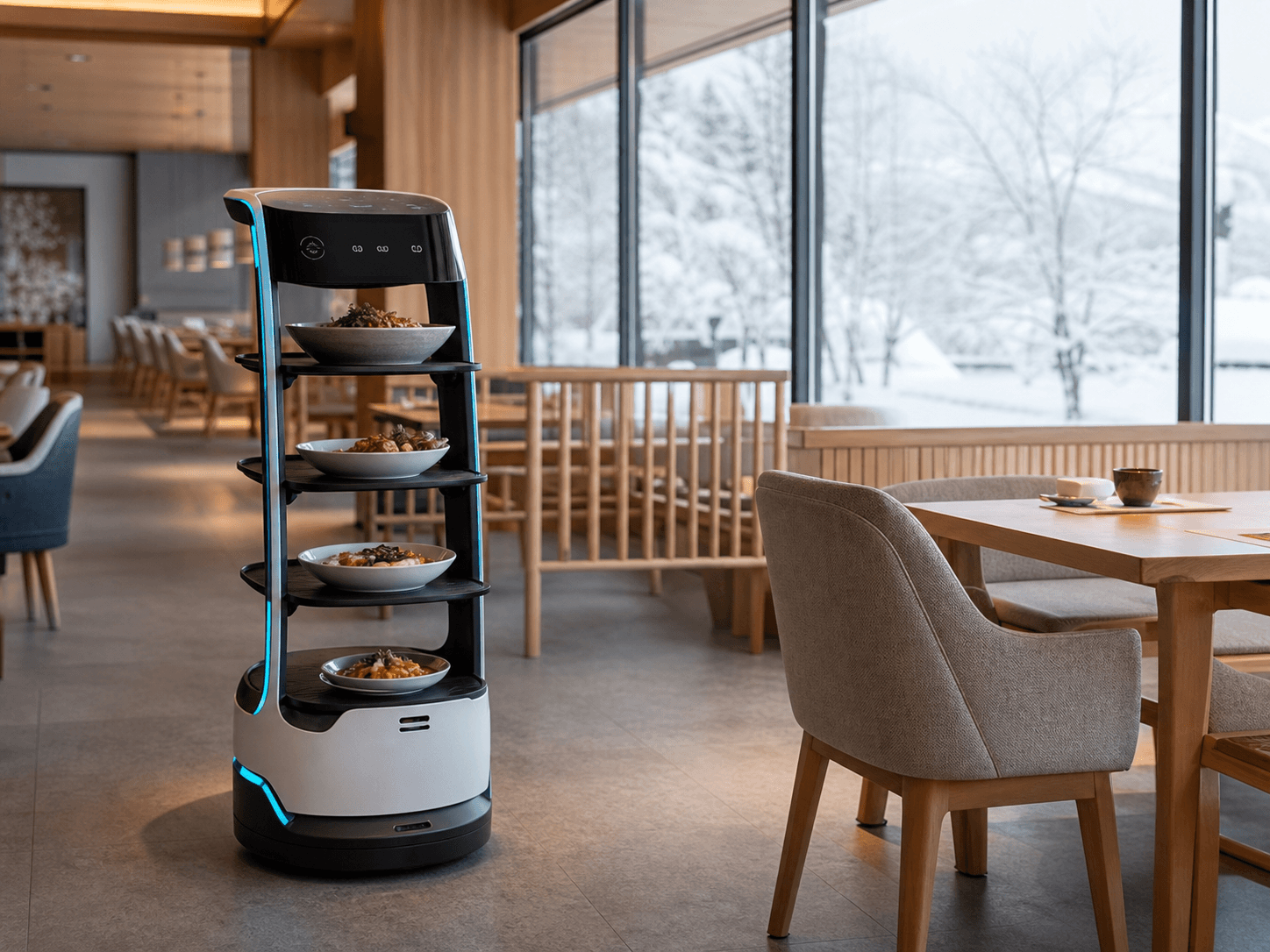 北海道のホテルや飲食店向け配膳ロボット